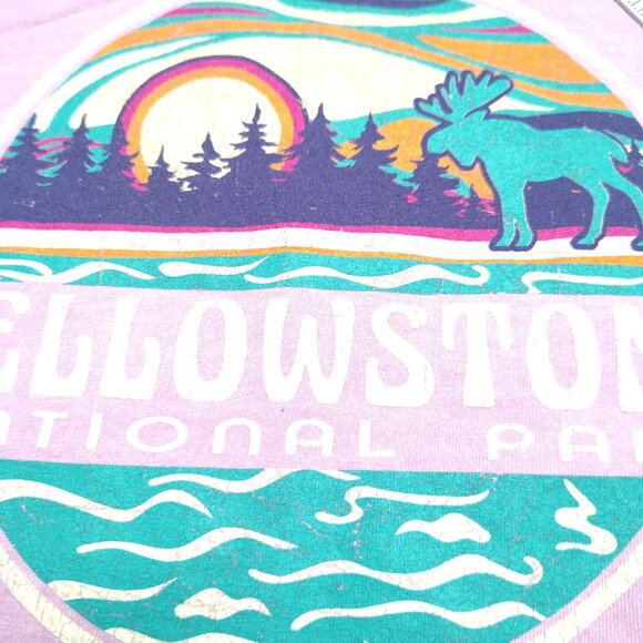 Yellowstone Park Shirt Size XXL Pink Pastel Retro Moose Mountain Graphic - Picture 5 of 9